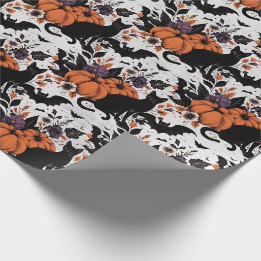 Black Cat Pumpkins Geschenkpapier (Ecke)