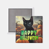 Black Cat & Pumpkins Magnet (Vorderseite/Rückseite)