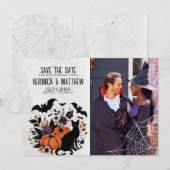 Black Cat Pumpkins Save the Date Card (Vorne/Hinten)