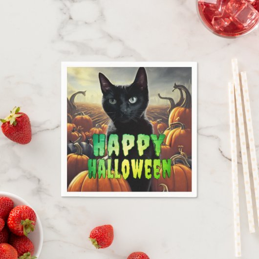 Black Cat & Pumpkins Serviette (Beispiel)