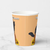  Black Cat Pumpkins Sunflowers Halloween Orange  Pappbecher (Rechts)