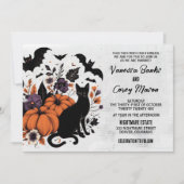 Black Cat Pumpkins Wedding Einladung (Vorderseite)