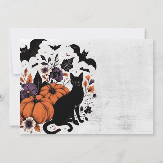 Black Cat Pumpkins Wedding Einladung (Rückseite)