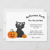 Black Cat Pumpkins White Pattern Halloween-Party Einladung (Vorderseite)