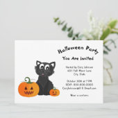 Black Cat Pumpkins White Pattern Halloween-Party Einladung (Stehend Vorderseite)