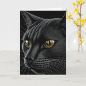 Black Cat Pun Happy Birthday Karte (Gelbe Blume)