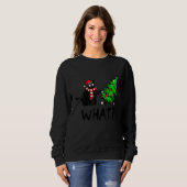 Black Cat Pushing Christmas Tree Over Cat What Sweatshirt (Vorne ganz)