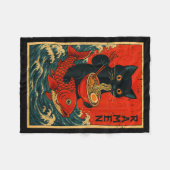 Black Cat Ramen Japanese Graphic Tees For Men Wome Fleecedecke (Vorderseite (Horizontal))