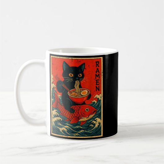 Black Cat Ramen Japanese Graphic Tees For Men Wome Kaffeetasse (Links)