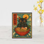 Black Cat Ramen Japanese Graphic Tees For Men Wome Karte (Gelbe Blume)