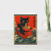 Black Cat Ramen Japanese Graphic Tees For Men Wome Karte (Vorderseite)