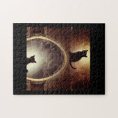 Black Cat Rätsel Spiegel dunkle Fantasie Puzzle (Horizontal)