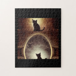 Black Cat Rätsel Spiegel dunkle Fantasie Puzzle