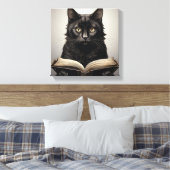 Black Cat Reading a Antique Book Leinwanddruck (Insitu (Schlafzimmer))