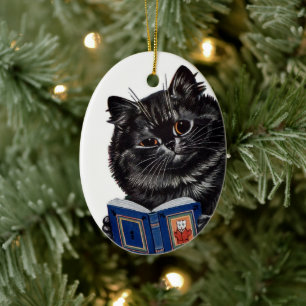 Black Cat Reading a Book ・ Louis Wain ・ Ornament