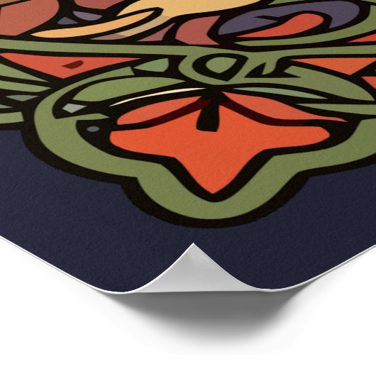 Black Cat Reading A Book Of Solstice Spells Poster (Ecke)