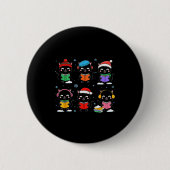 Black Cat Reading Book Christmas For Bookworm Cat  Button (Vorderseite)