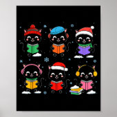 Black Cat Reading Book Christmas For Bookworm Cat Poster (Vorne)