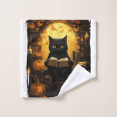 Black Cat Reading Books Pumpkin Autumn Lehrer Ha Badhandtuch Set (Waschlappen)