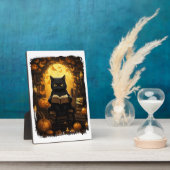 Black Cat Reading Books Pumpkin Autumn Lehrer Ha Fotoplatte (Seite)