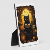 Black Cat Reading Books Pumpkin Autumn Lehrer Ha Fotoplatte (Seite)