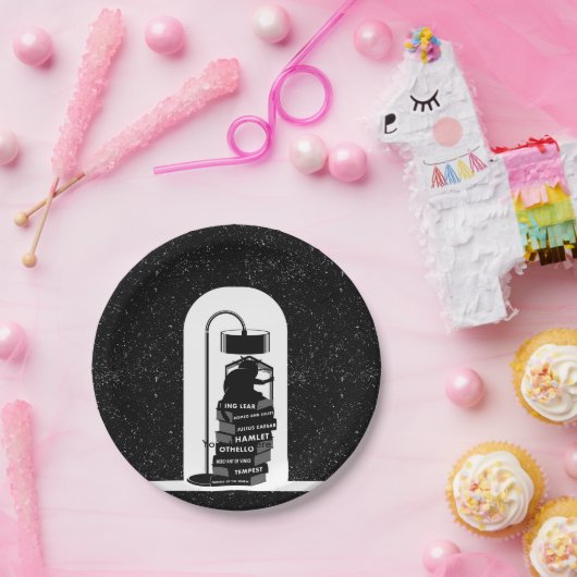 Black Cat Reading Shakespeare Plays Pappteller (Party)