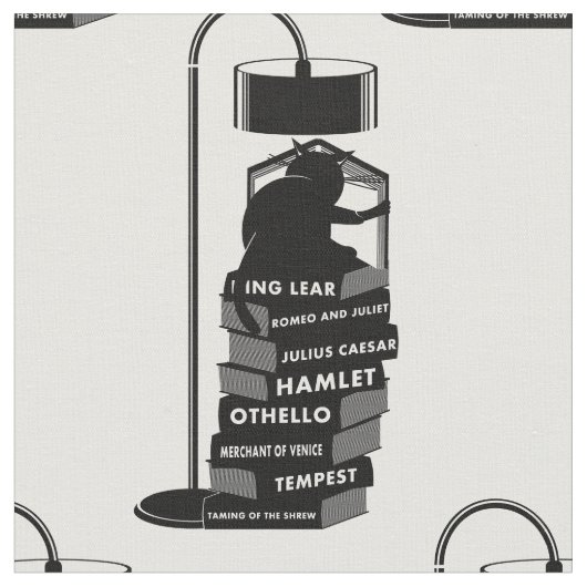 Black Cat Reading Shakespeare Plays Stoff (Nahaufnahme)