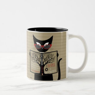 Black Cat Reads zum Töten eines Spottdrossel-Buche Zweifarbige Tasse