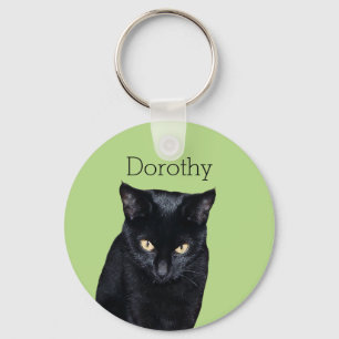 Black Cat Real Foto Personalisiert Name Keyrings Schlüsselanhänger