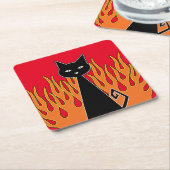 +{ Black Cat }+ Rechteckiger Pappuntersetzer (angewinkelt)