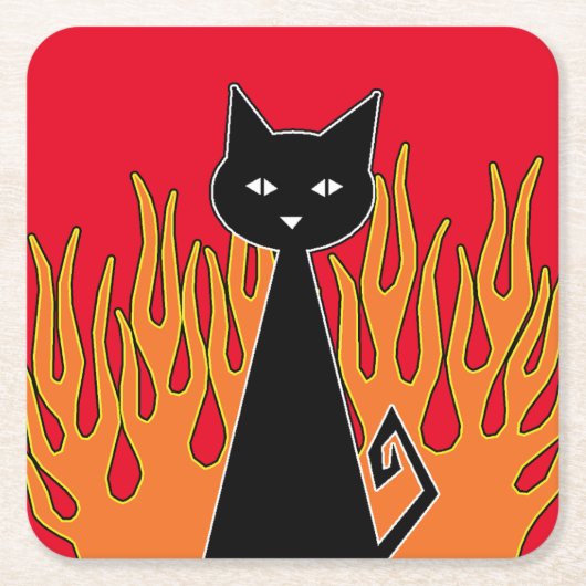 +{ Black Cat }+ Rechteckiger Pappuntersetzer (Vorderseite)