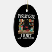 Black Cat Red Book Strick Writer Reader Bookaholic Keramik Ornament (Rechts)