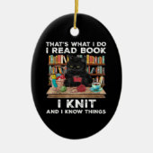 Black Cat Red Book Strick Writer Reader Bookaholic Keramik Ornament (Vorne)