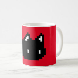 Black Cat Red Coffee Tasse 8 bit