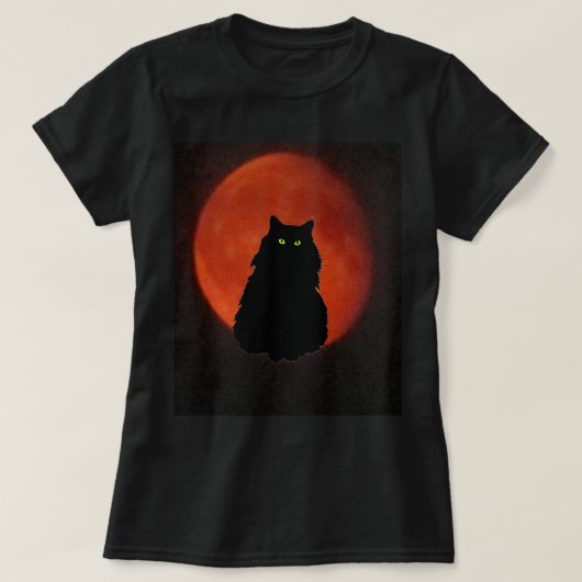 Black Cat Red Moon T-Shirt (Design vorne)