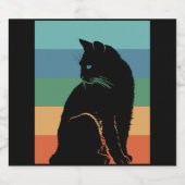 Black Cat Retro Vintag Schaumweinetikett (Einzelnes Label)