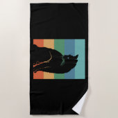 Black Cat Retro Vintag Strandtuch (Vorderseite)
