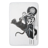 Black Cat Riding A Motorrad Badematte (Vorderseite Vertikal)