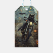 Black Cat Riding Motorrad Halloween Beängstigend Geschenkanhänger (Vorderseite)