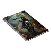 Black Cat Riding Motorrad Halloween Beängstigend Notizblock (Rechte Seite)