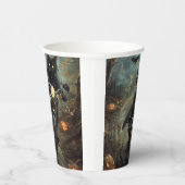 Black Cat Riding Motorrad Halloween Beängstigend Pappbecher (Rechts)