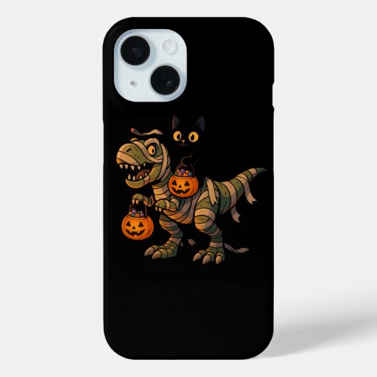 Black Cat Riding Mummy T-Rex - Niedliches Hallowee Case-Mate iPhone Hülle (Rückseite)