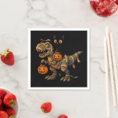Black Cat Riding Mummy T-Rex - Niedliches Hallowee Serviette (Beispiel)