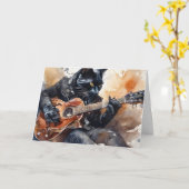 Black Cat Rock Star Gitarre Leather Jacket Karte (Gelbe Blume)