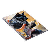 Black Cat Rock Star Leather Jacket Gitarre spielen Notizblock (Rechte Seite)