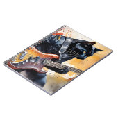 Black Cat Rock Star Leather Jacket Gitarre spielen Notizblock (Linke Seite)