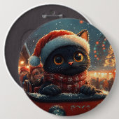 Black Cat Roller Untersetzer Weihnachten Button (Vorne & Hinten)