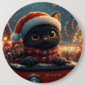Black Cat Roller Untersetzer Weihnachten Button (Vorderseite)