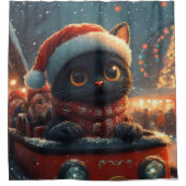 Black Cat Roller Untersetzer Weihnachten Duschvorhang (Vorderseite)