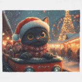 Black Cat Roller Untersetzer Weihnachten Fleecedecke (Vorderseite (Horizontal))